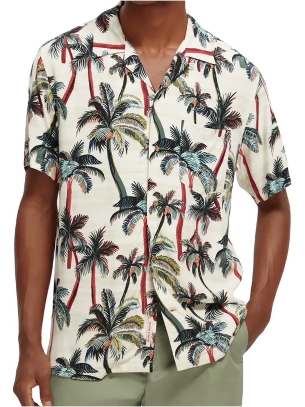 Scotch & Soda Short Sleeve Printed Camp Shirt Size Large Like New Tropical Print